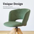 thumbnail image 5 of GrandNoor Mid Century Modern Swivel Accent Chair with Solid Wood Legs, Home Office Desk Chair No Wheels, Makeup Chair for Vanity, Upholstered Chair for Bedroom, Green, 5 of 9