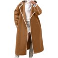 thumbnail image 2 of Antinious Womens Solid Double Sided Long Sleeve Woven Lapel Windproof Fleece Overcoat,Trench Coat Women,Jackets for Women Trendy,Coffee,S, 2 of 5