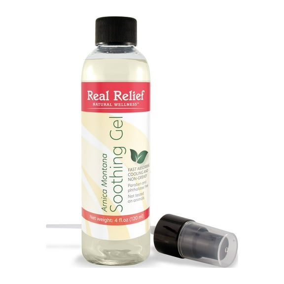 Real Relief Arnica Gel 4 oz Fast Absorbing, Cooling & Non-Greasy Soothing Gel