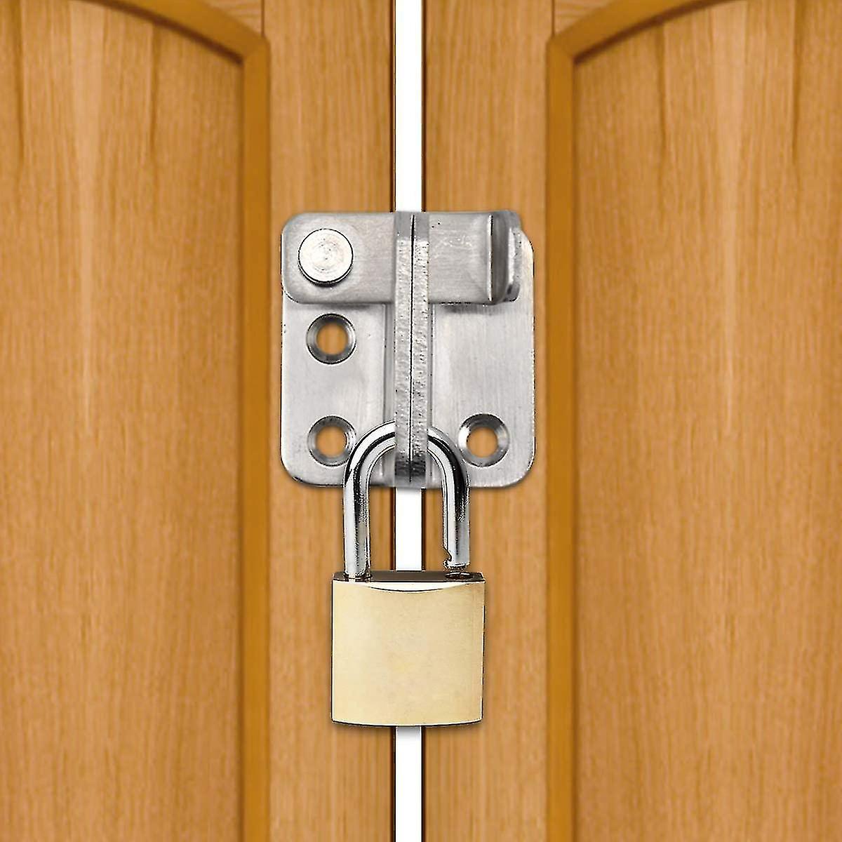 2 Pares De Pasador De Seguridad Para Puerta – Acero Inoxidable 45x20mm, Tornillos Incluidos – Para Baño, Muebles O Mascotas