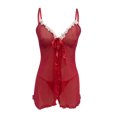 thumbnail image 2 of Ropa interior Sexy Gibobby Navidad Encaje Deep V Lencería Sin Espalda Pijamas Camisón Rojo M, 2 of 5