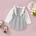 thumbnail image 5 of Generic Baby Girls Knitted Pullovers Girls Long Sleeve Splice Knitted Ruffles Sweater Baby Bodysuit Romper 1 Piece Outfits Fall Winter Clothes(Grey,9-12 Months), 5 of 9