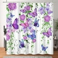thumbnail image 4 of SUNOLIFE Purple Buttlefly Shower Curtain Floral Waterproof Fabric Bathroom Curtain 72x72 in, 4 of 5