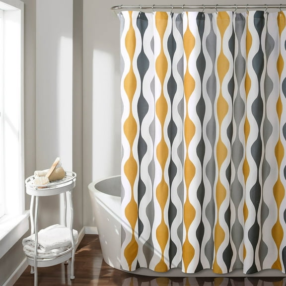 Lush Decor Mid Century Geo Polyester Shower Curtain, 72x72