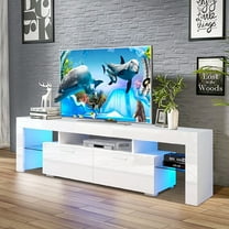 Modern TV Cabinet for 70 Inch TV, Large Television Stand with 16 Color LED Light, Console TV Cabinet with 2 Drawers, TV Cabinet for Living Room, Bedroom