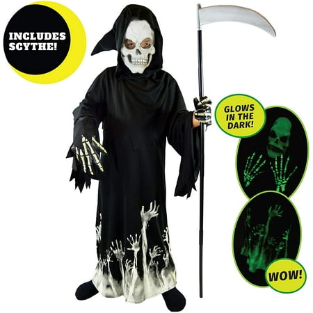 ToyHub Creations Kids Grim Reaper Glow in The Dark Deluxe Phantom (The Best Grim Reaper Costume)