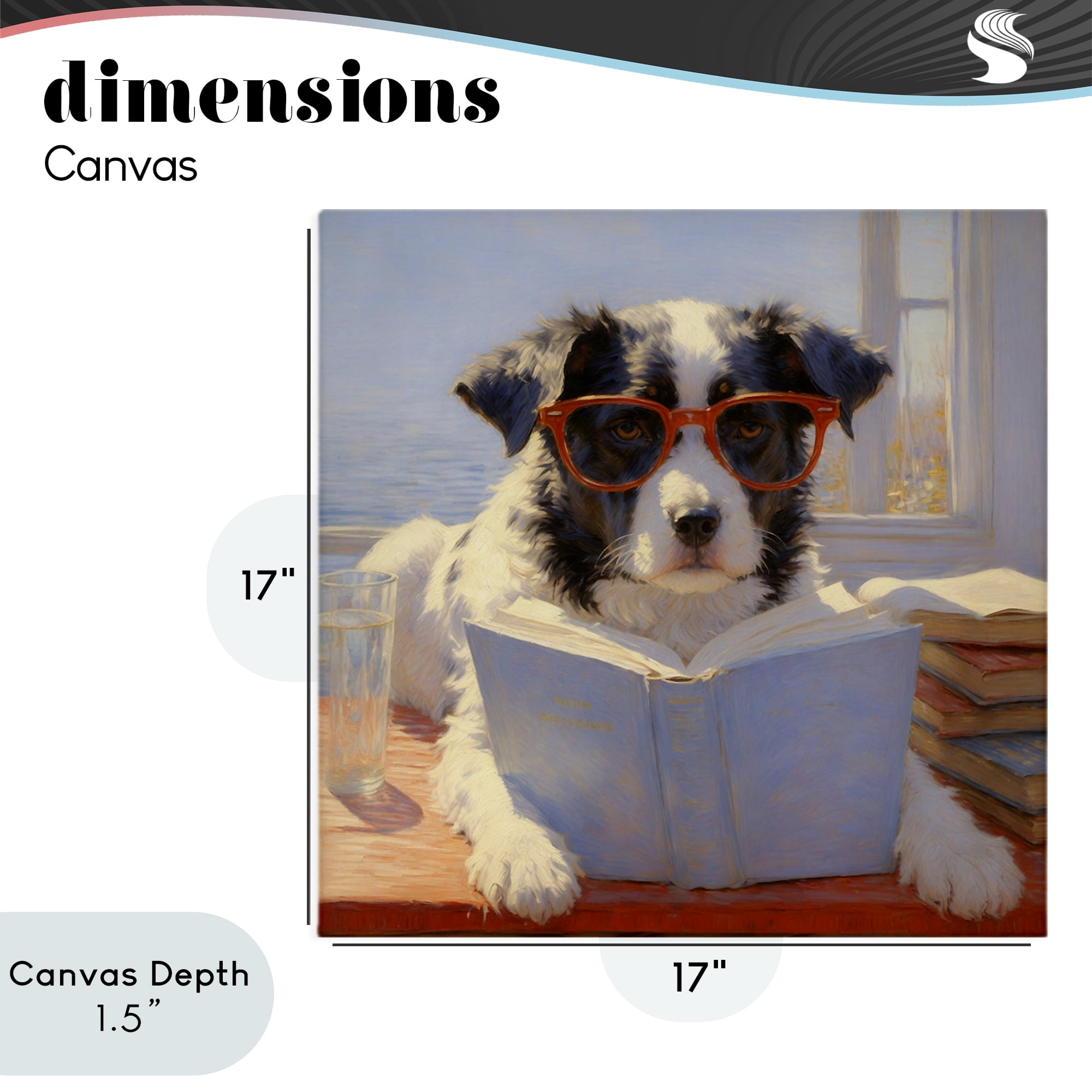 Stupell Industries Sunlit Dog Reading By Window Canvas Wall Art, design by Angie Hawke