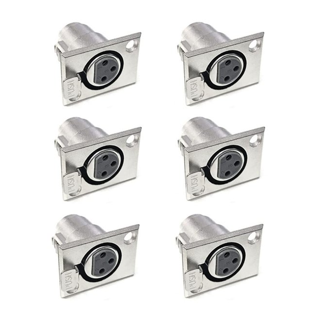 Bnafes Xlr Conector Hembra De 3 Pines Adaptador De Conector De Montaje En Panel De Altavoz De Audio Para Micrófono Paquete De 6