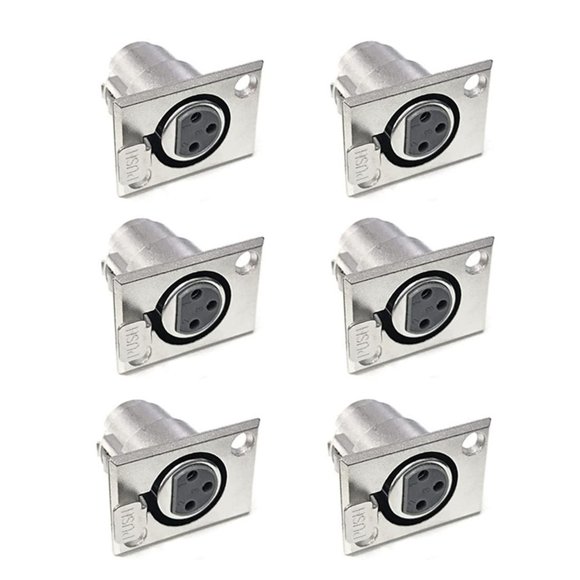 Bnafes Xlr Conector Hembra De 3 Pines Adaptador De Conector De Montaje En Panel De Altavoz De Audio Para Micrófono Paquete De 6