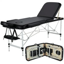 Topeakmart 3-Fold Adjustable Portable Massage Table with Backrest/Headrest/Armrest/Hand Pallet Black
