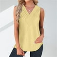 thumbnail image 2 of Jewelreauty Women Casual Waffle Tank Tops Summer V Neck Sleeveless Tunic Shirts Loose Fitting Solid Tees (XL, Yellow), 2 of 7