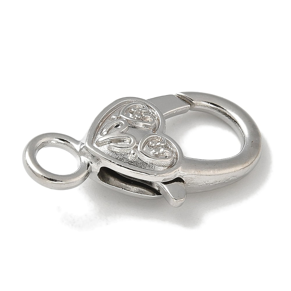 100pcs Alloy Lobster Claw Clasps Heart 26.5x14x6mm Hole: 4mm