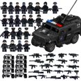 thumbnail image 1 of Juego de bloques de construcción coche de policía negro muñecas de policía juguetes de montaje de partículas pequeñas 22 + coche negro j779, 1 of 4