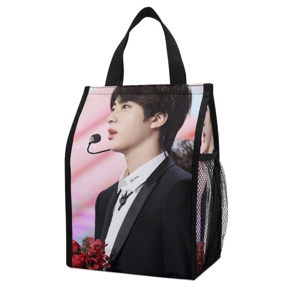 BTS Jin (147) Lunch Tote Insulated Bag With External Pocket, Reusable Large Capacity Lunch Bag Waterproof Lunch Tote-ML354