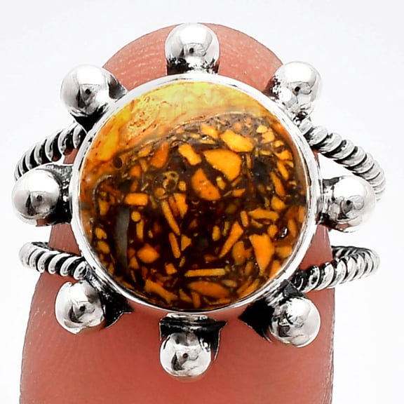 Coquina Fossil Jasper - India 925 Sterling Silver Ring s.7 Jewelry R-1268 SDR229001