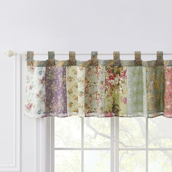 Greenland Home Fashions Blooming Prairie 100% Cotton Tab Top Rod Pocket Patchwork Window Valance, 84" W x 21" L