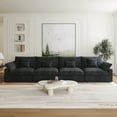 thumbnail image 1 of The Magic Home 4-Seater Cloud Modular Linen Sectional Sofa, Black, 1 of 10