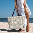 thumbnail image 3 of Wukai Rabbit And Flower Print Zipper Bag,large Beach Tote Bag,Waterproof Sandproof Bag,Grocery and Picnic Tote Travel Bag, 3 of 5