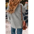 thumbnail image 3 of Ushdele Elegant Drop Shoulder V-Neck Sweater, Grey, Long-Sleeve Fit, 3 of 8