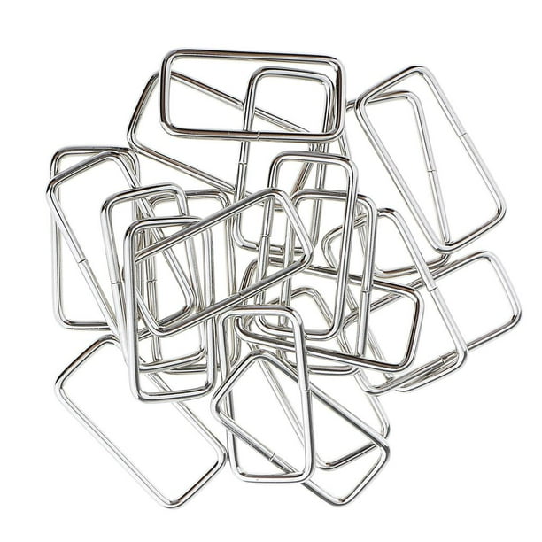 20 piezas de hebilla cuadrada de metal para correa de bolso, accesorios para hacer bolsos DIY Plata 38x16x2.8mm Plata