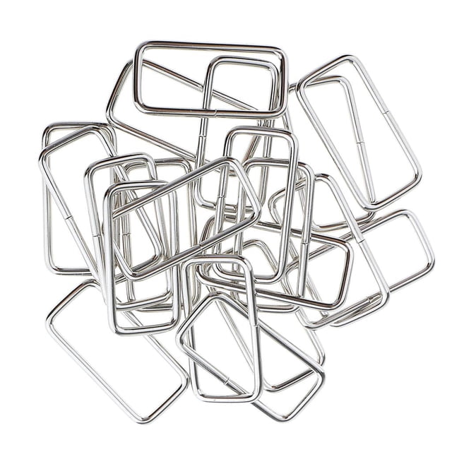 20 piezas de hebilla cuadrada de metal para bolso, correa de conector, accesorios para mochilas, hebilla Plata 38x16x2.8mm Plata