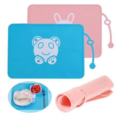 

chaolangshun Kids Rectangle Cute Thicken Heat Resistant Non-slip Silicone Placemat Table Mat