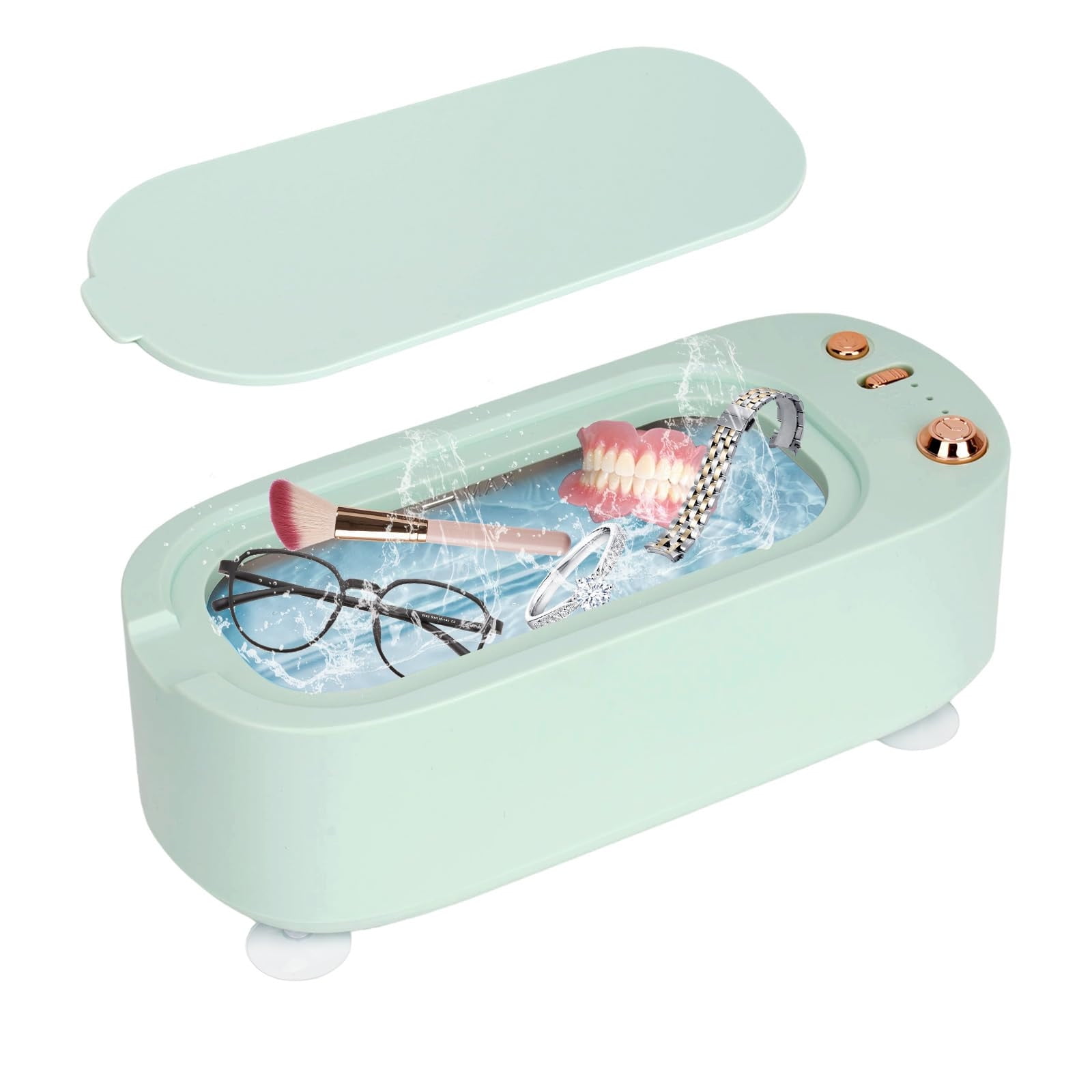 Ultrasonic Jewelry Cleaner Machine 300ML Portable - 45KHz Deep Cleaner for Glasses Watches Dentures with 3 Modes (Green)​