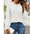 thumbnail image 3 of Long Sleeve Eyelet Tops for Womens Crew Neck Fall Shirts Casual Loose Blouses 2024 Trendy Clothes, 3 of 7