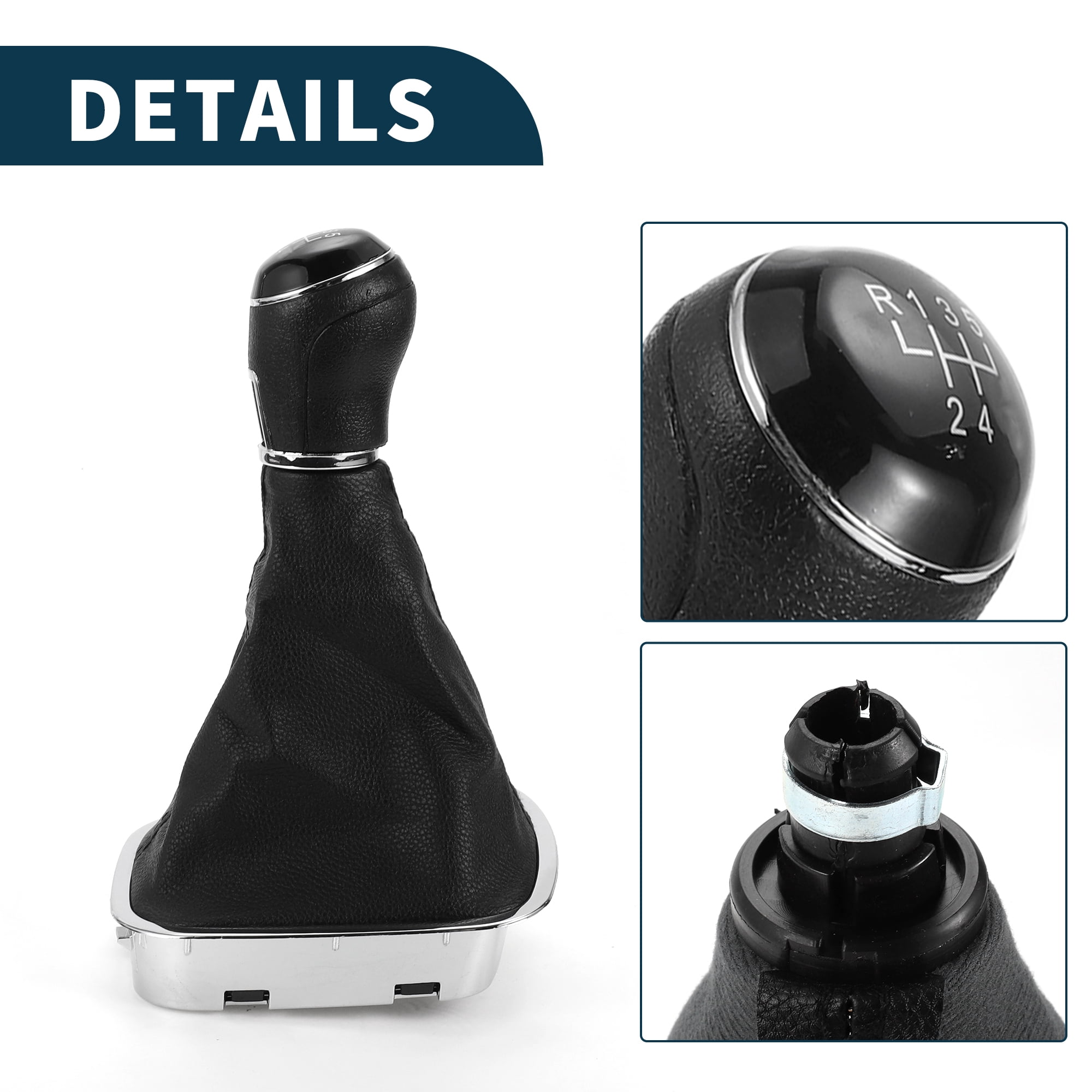 Unique Bargains Gear Shift Knob W/ Cover No.6R0711113 5 Speed Manual Stick Shifter Knob for Volkswagen Polo Faux Leather