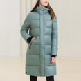 thumbnail image 2 of Jinhomg Womens Hooded Quilted Puffer Jacket Winter Warm Mid-Length Padded Coat Heavyweight Comfy Long Sleeve Double Closure Outerwear Fall Saving Sky Blue S, 2 of 4