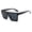 Bright Black Frame Black and Grey Lens, variant on New stylish one-piece large-frame sunglasses, European and American high-end fashion sunglasses, sun protection sunglasses