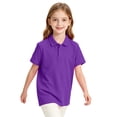 thumbnail image 6 of Girls Short Sleeve Basic Pique Polo Shirts School Uniform Golf Shirts Purple 130, 6 of 7