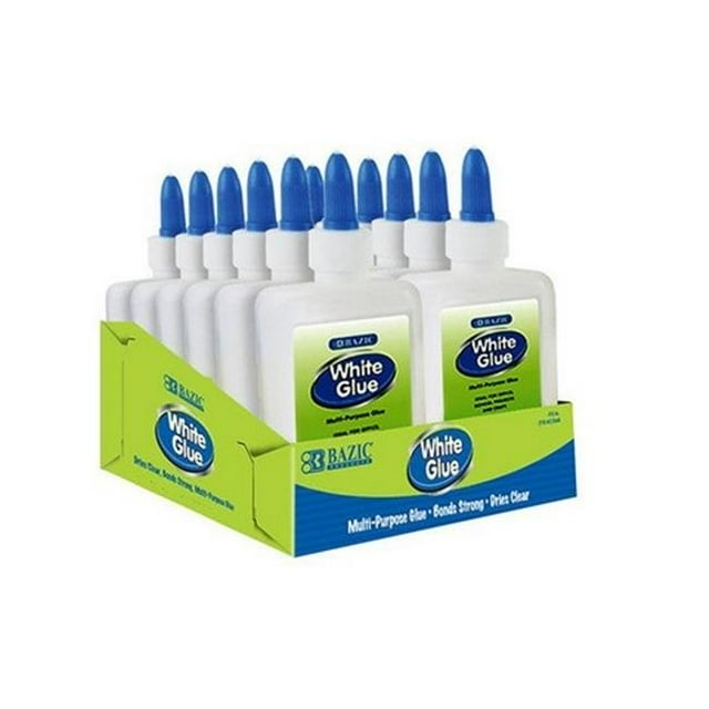 Bazic 4 Oz. (118 mL) White Glue w/ PDQ Display Case of 48