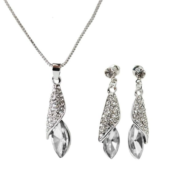 Lerpwige Trendy Jewelry Set Unique Teardrop Pendant Necklace and Pendant Earrings Set