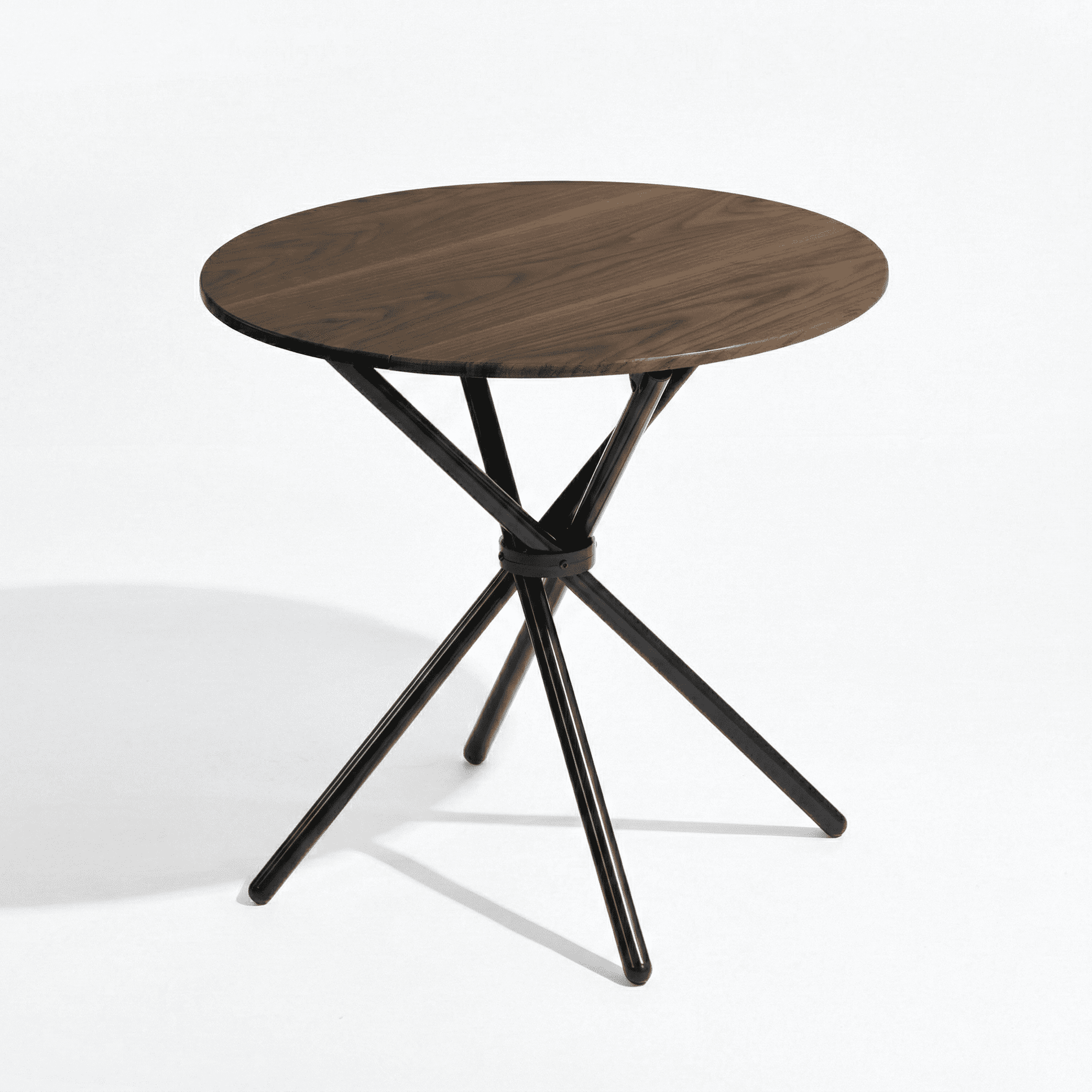 Homy Casa 31.5 in Round Dining Table for 2-4, Small Space Kitchen Table with Metal Legs, Walnut Brown