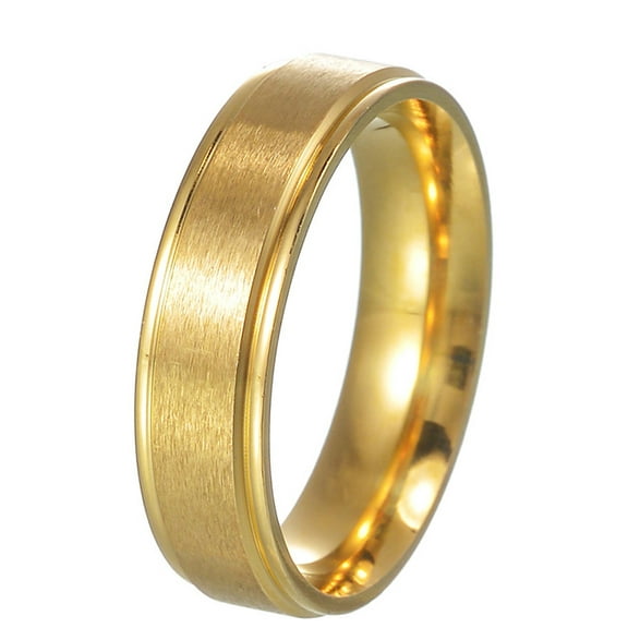 Wisbal 6mm Titanium Ring Titanium Steel Mens Wedding Band Brushed Gold Comfort Fit 6-12 Matte Finished Engagement Band Classical Simple Plain Ring