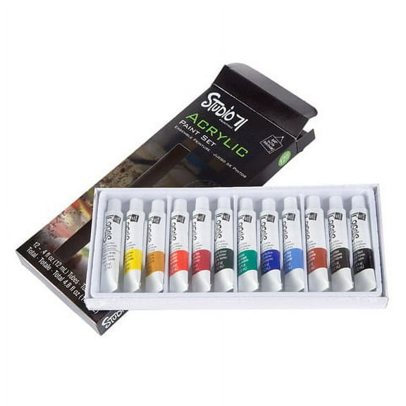 Studio 71 Acrylic Paint Set - 12 mL Tubes - Assorted Colors - 12 pieces