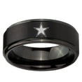 thumbnail image 2 of Tungsten Cowboys Star 8mm Brushed Black Polished Step Edges Men Ring, 2 of 2