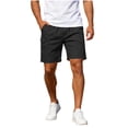 thumbnail image 3 of Viadha Mens Cargo Shorts Casual Stretch Shorts Solid Color Elastic Waist Button Closure Shorts for Summer Work Outdoor with Pockets, 3 of 10
