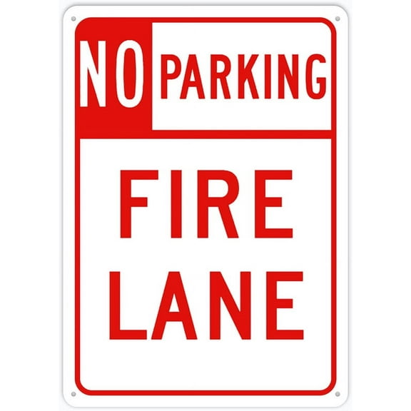 No Parking Fire Lane Sign 8 X 12 Inches Rust Free Aluminum - Uv Protected, Waterproof, Weatherproof And Fade Resistant - 4 Pre-Drilled Holes