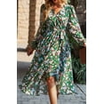 thumbnail image 4 of Vestido PRETTYGARDEN Floral Boho Maxi Cruzado de Manga Larga XL, 4 of 5