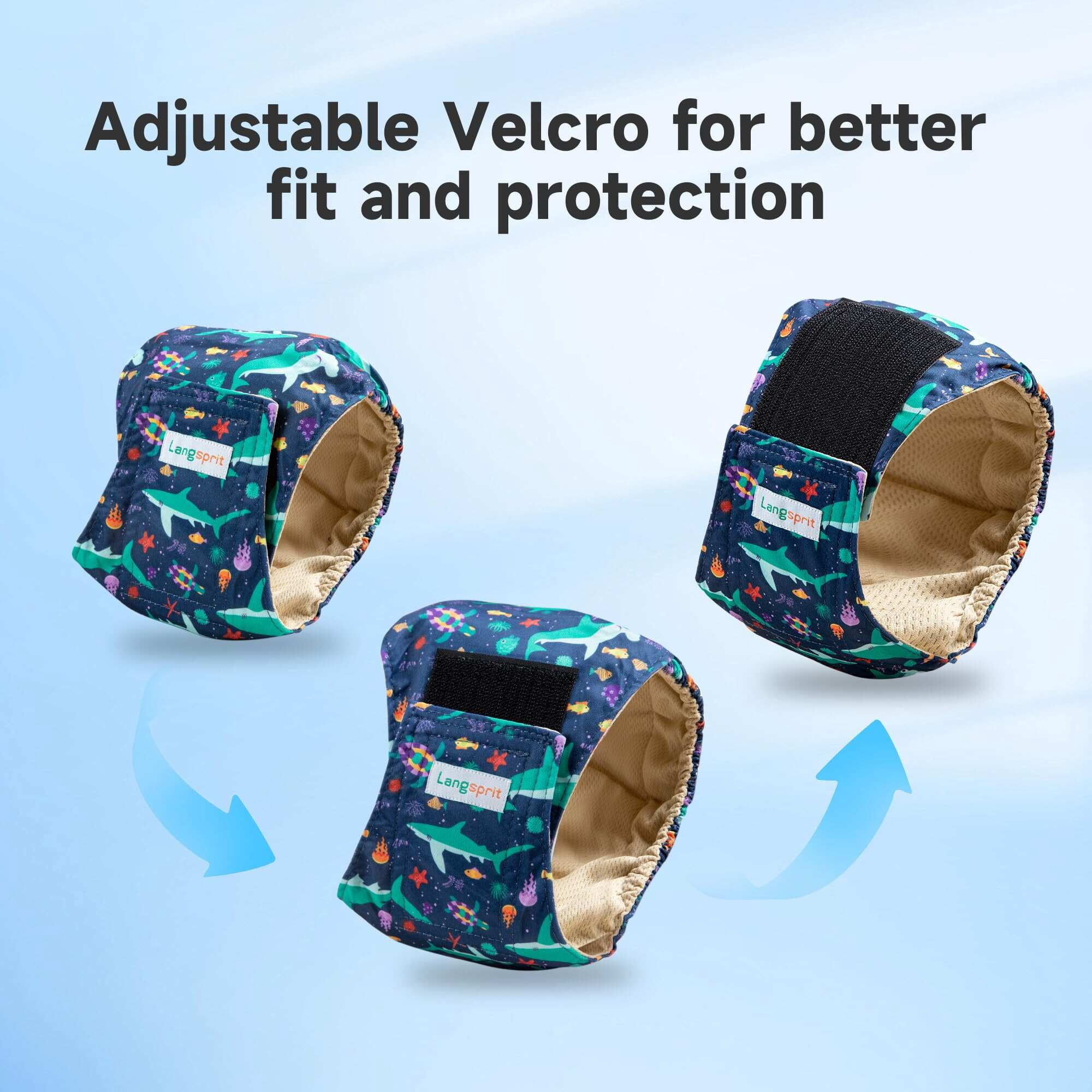 Langsprit Male Belly Bands for Dogs (Pack of 4) - High Absorbing Dog Wraps Male Washable - Reusable Male Dog Diapers(Shark，Tortoise，Rabbit，Whale)XL