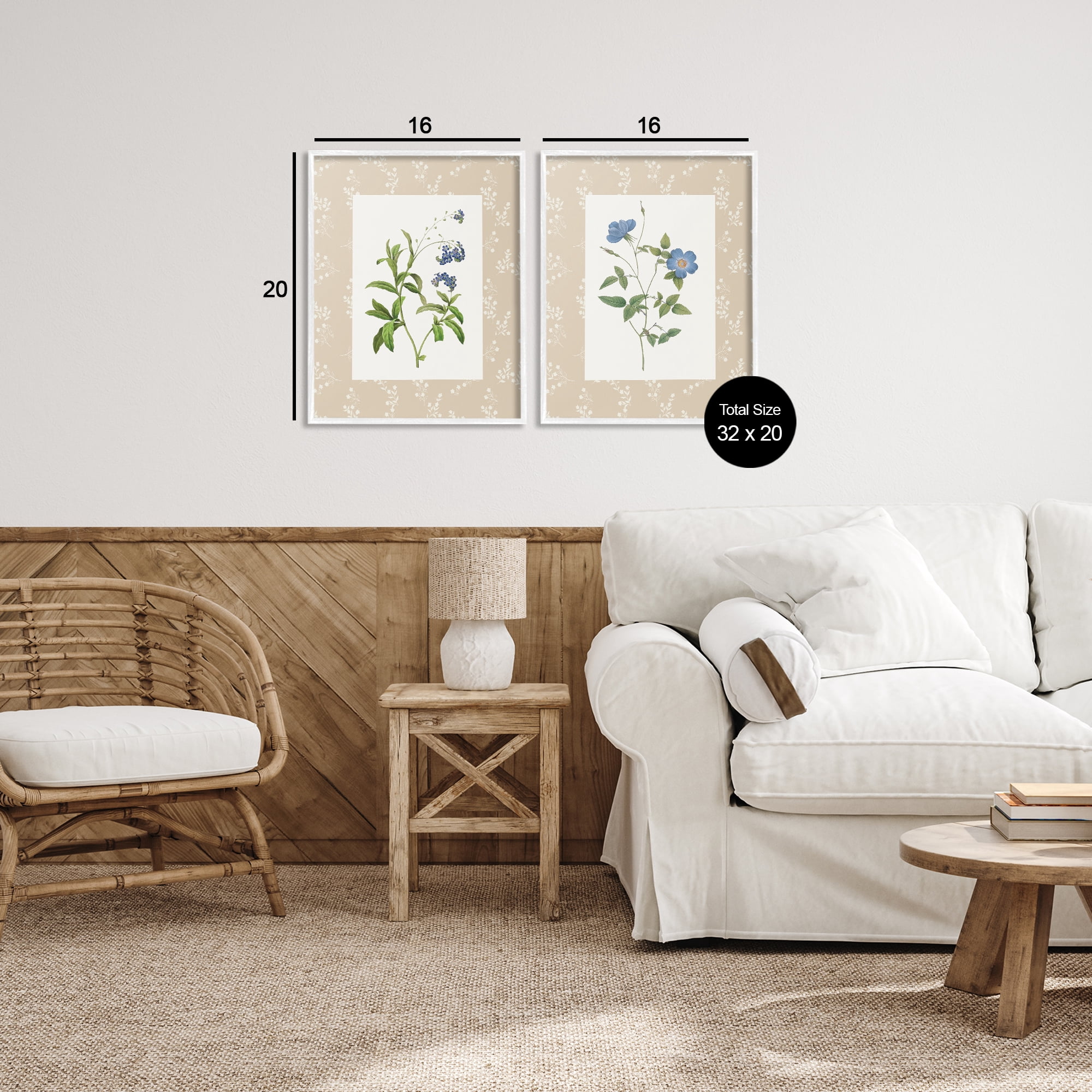 Stupell Industries Herbs on Beige Botanicals 2 Piece White Framed Giclee Art Set, design by Val Rhodes