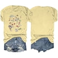 thumbnail image 4 of Camisetas de Verano de Mujer Pequeña Flor Impresa Cuello Redondo Manga Corta Superior, Verano Superior de las Mujeres, 4 of 8