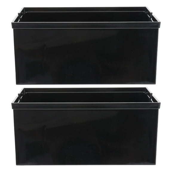 OUNONA 2-Pack Black Fish Tank Filter Housing with Anti-Overflow Baffle, Stackable Design for Aquarium Water Filtration