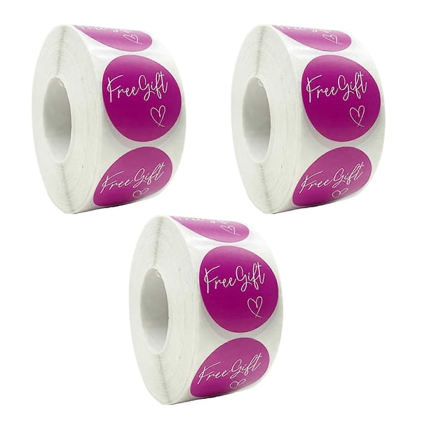 3 Rolls Giveaway Labels Frees Gift Sticker Self-Adhesive Round Sticker Labels Decorative Sticker Small Business Sticker