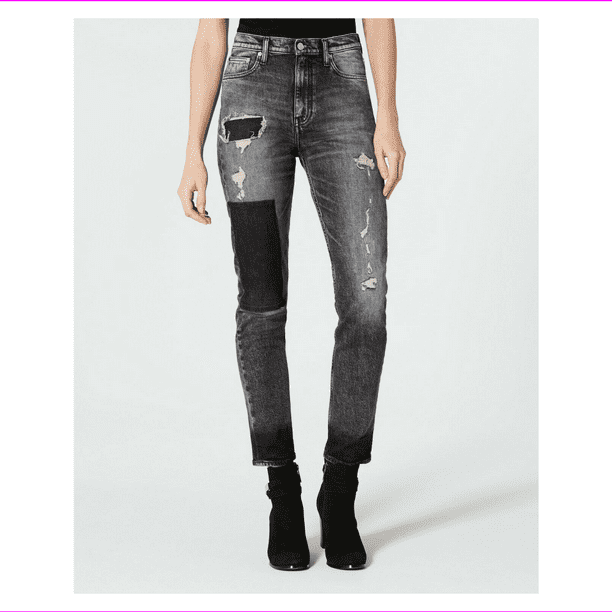 Calvin Klein - Calvin Klein Jeans Juniors Ripped Patched Straight-Leg ...