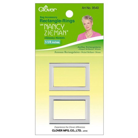 Clover Nancy Zieman's Bag Hardware Glossy Nickel Rectangle Rings