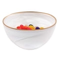 thumbnail image 1 of Elegant and Modern European Mouth Blown Crystal Serving or Centerpiece Bowl for Home Decor - White Alabaster Gold Rim Bowl, 6 Inches, 1 of 1