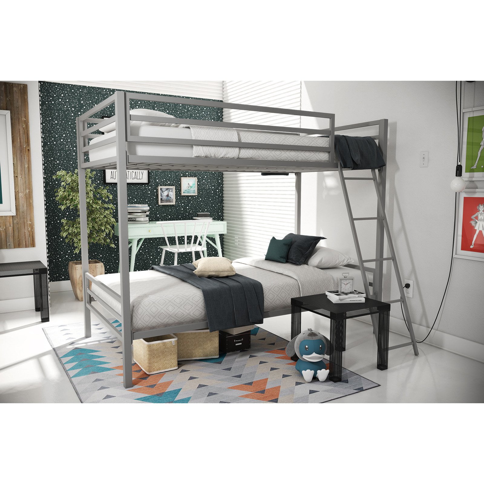 Bunk Bed Frame Twin Full Metal Loft Double Deck Kids Room Home Bunk Bed Frame Twin Full Metal Loft Double Deck Kids Room Home Maxwell Silver